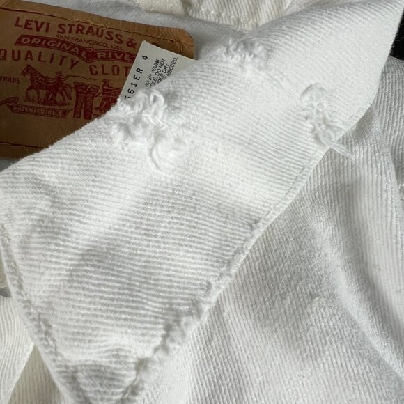 Y2K Levi's Trucker Jean Jacket Women's Junior's Large White Distressed Denim - Picture 4 of 16